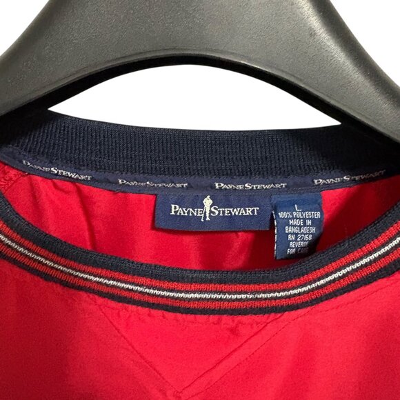 Payne Stewart Pullover Jacket Size Large Golf Red Polyester Windbreaker Logos - Picture 3 of 7